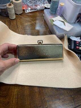 Vintage Mid-Century Gold Metallic Hard Shell Evening Clutch Bag